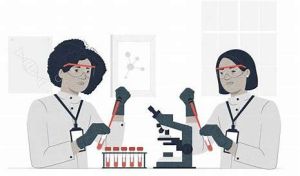 Two scientists conducting research Two scientists conducting research